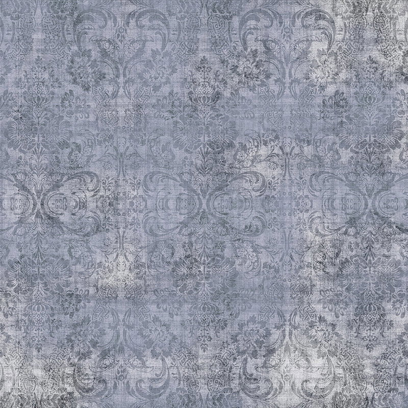 Fotomural Walls by Patel - Old damask 3 - wallpaper in natural linen structure blue mottled ornaments - Blue
