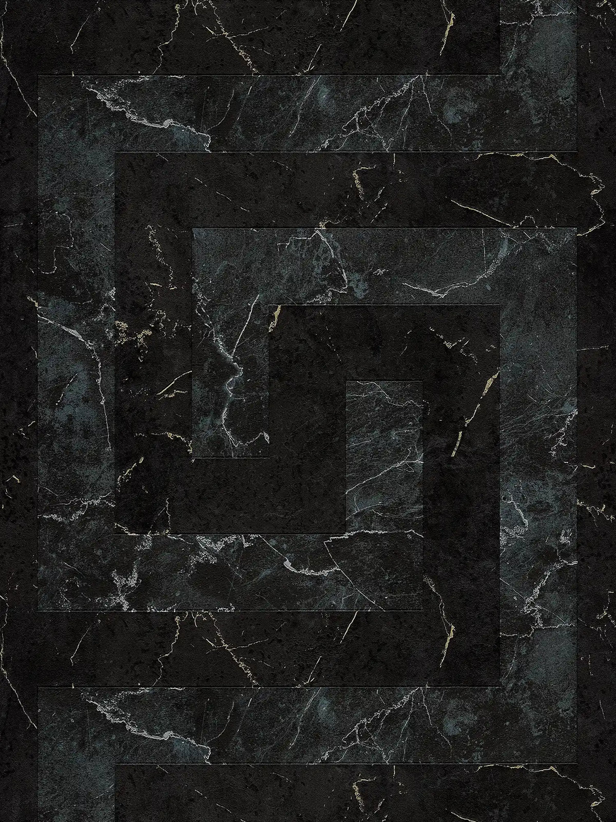 Papel pintado tejido-no tejido con textura VERSACE en Diseño de líneas de mármol mate, parcialmente brillante ligeramente texturado - gris, negro, Metálico
