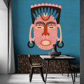 Fotomural Walls by Patel - Overseas 3 - Blue mural ethnic design with mask