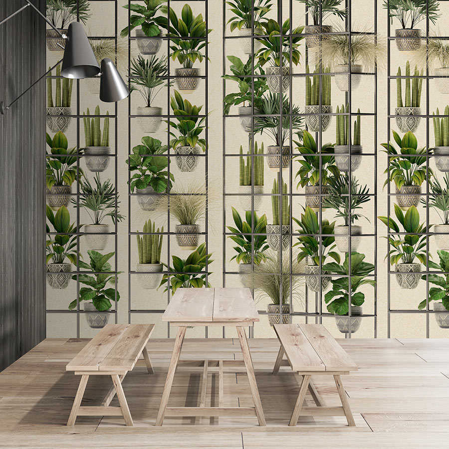 Fotomural Walls by Patel - Plant Shop 2 - photo wallpaper modern plant wall in green & grey