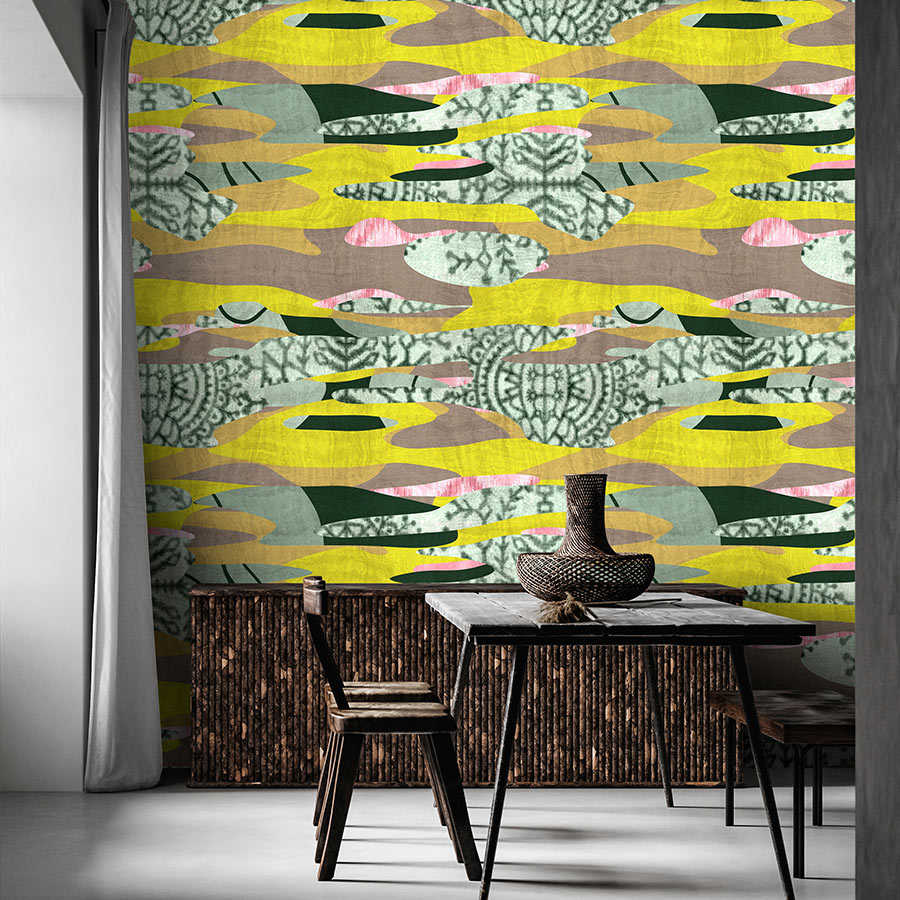 Fotomural Walls by Patel - Zimbabwe 1 - pattern photo wallpaper yellow & green, Africa inspired