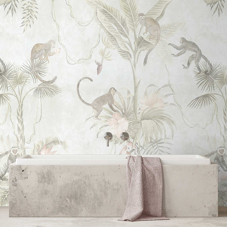 Fotomural Walls by Patel - Life in the Tree 3 - photo wallpaper vintage jungle pattern with monkey