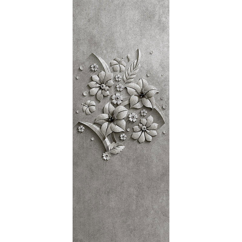 Fotomural Walls by Patel - Relief panel 1 - photo wallpaper panel flower relief in concrete structure - Grey, Black
