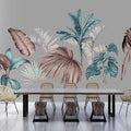 Fotomural Walls by Patel - Brasilia 1 - grey photo wallpaper tropical leaves in petrol & copper