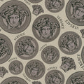 Papel pintado VERSACE Diseño de Medusa - beige, gris, negro
