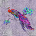 Fotomural Walls by Patel - Peacock 3 - Colourful Peacock Wallpaper - Nature Linen Texture - Blue, Pink