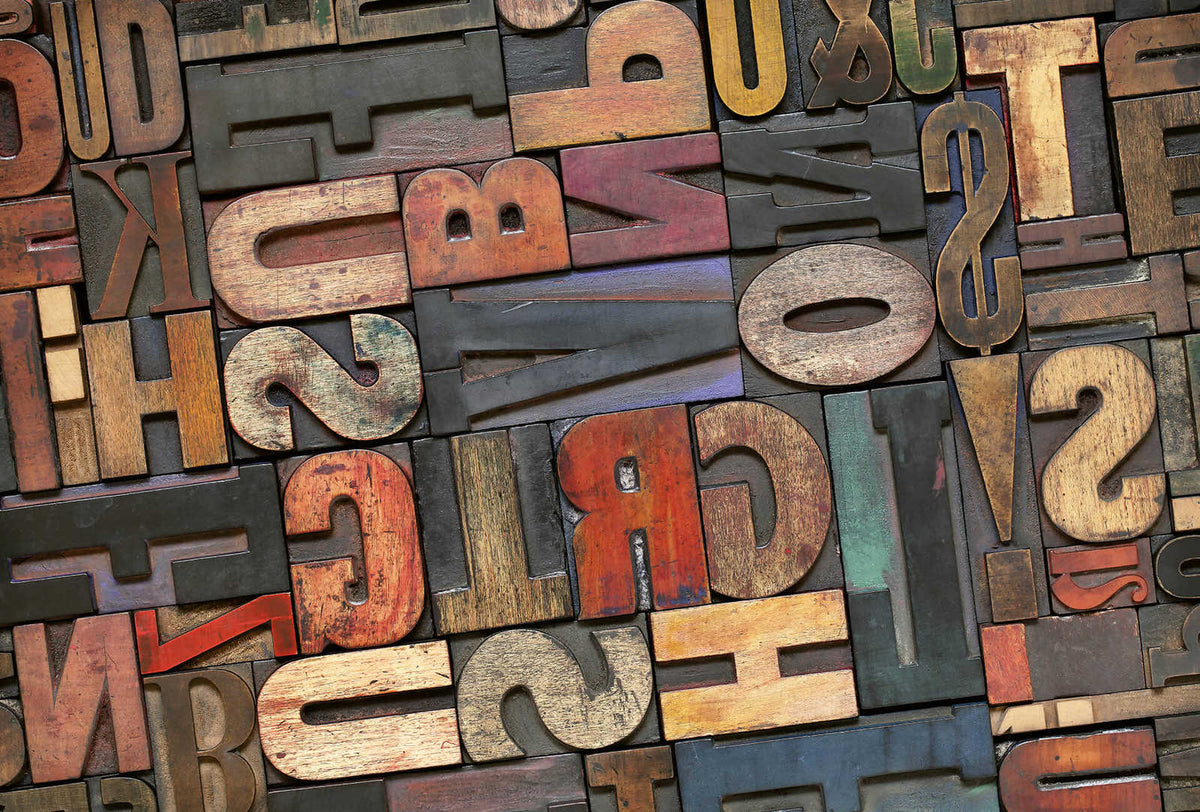 Fotomural Vintage letters mural - colourful, red, blue - DD Motive 2