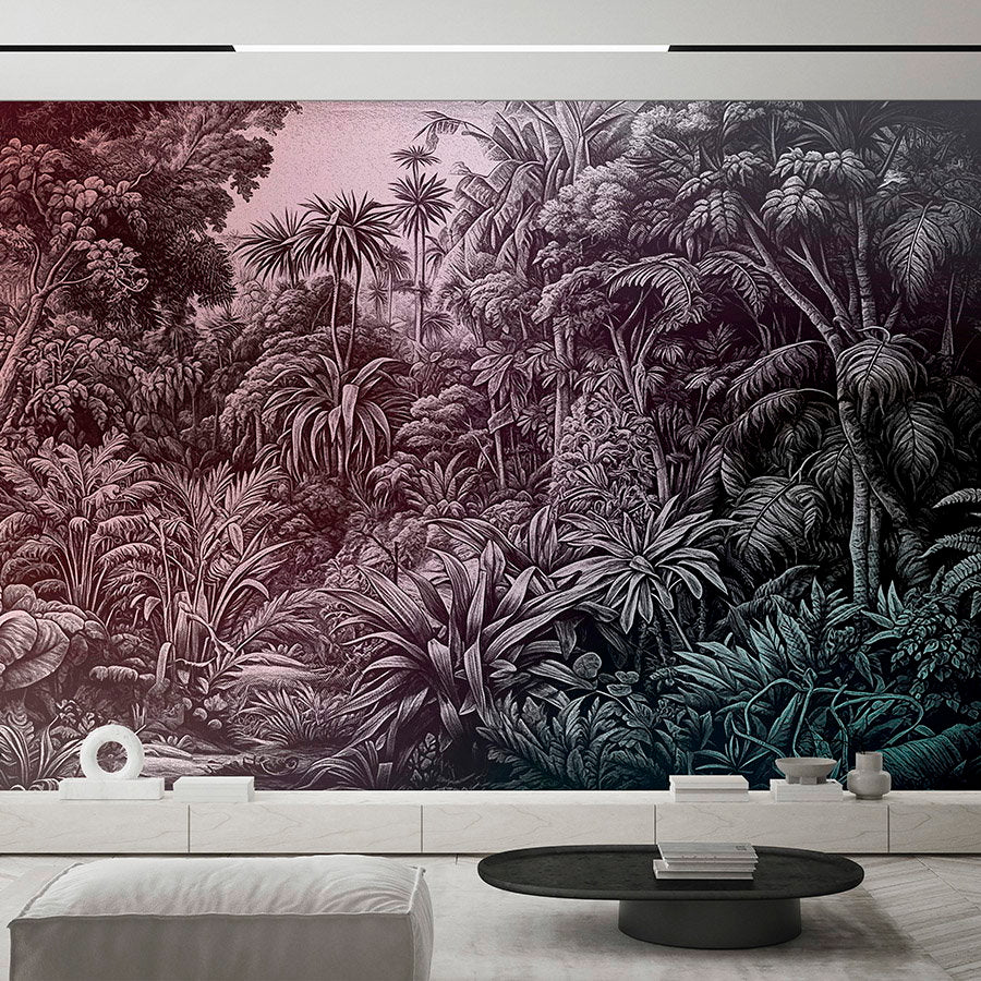 Fotomural Walls by Patel - Photo wallpaper »livia« - Jungle design with colour gradient - Purple to dark green