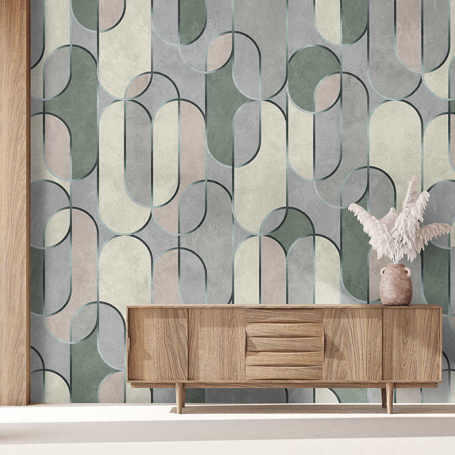 Fotomural Walls by Patel - Ritz 2 - Photo wallpaper retro style, grey & green with metallic details