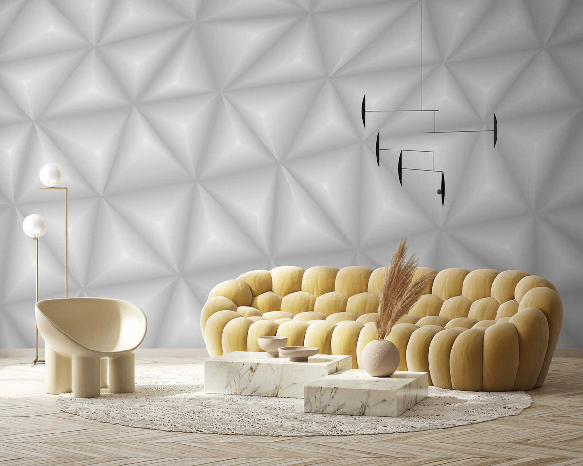 Fotomural 3D mural grey with graphic triangle pattern - AP Digital 3