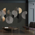 Fotomural Walls by Patel - Chelsea 1 - wall mural gold & anthracite with graphic retro pattern