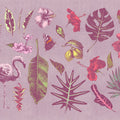Fotomural Walls by Patel - Photo wallpaper sketch flamingo and leaves - pink, green