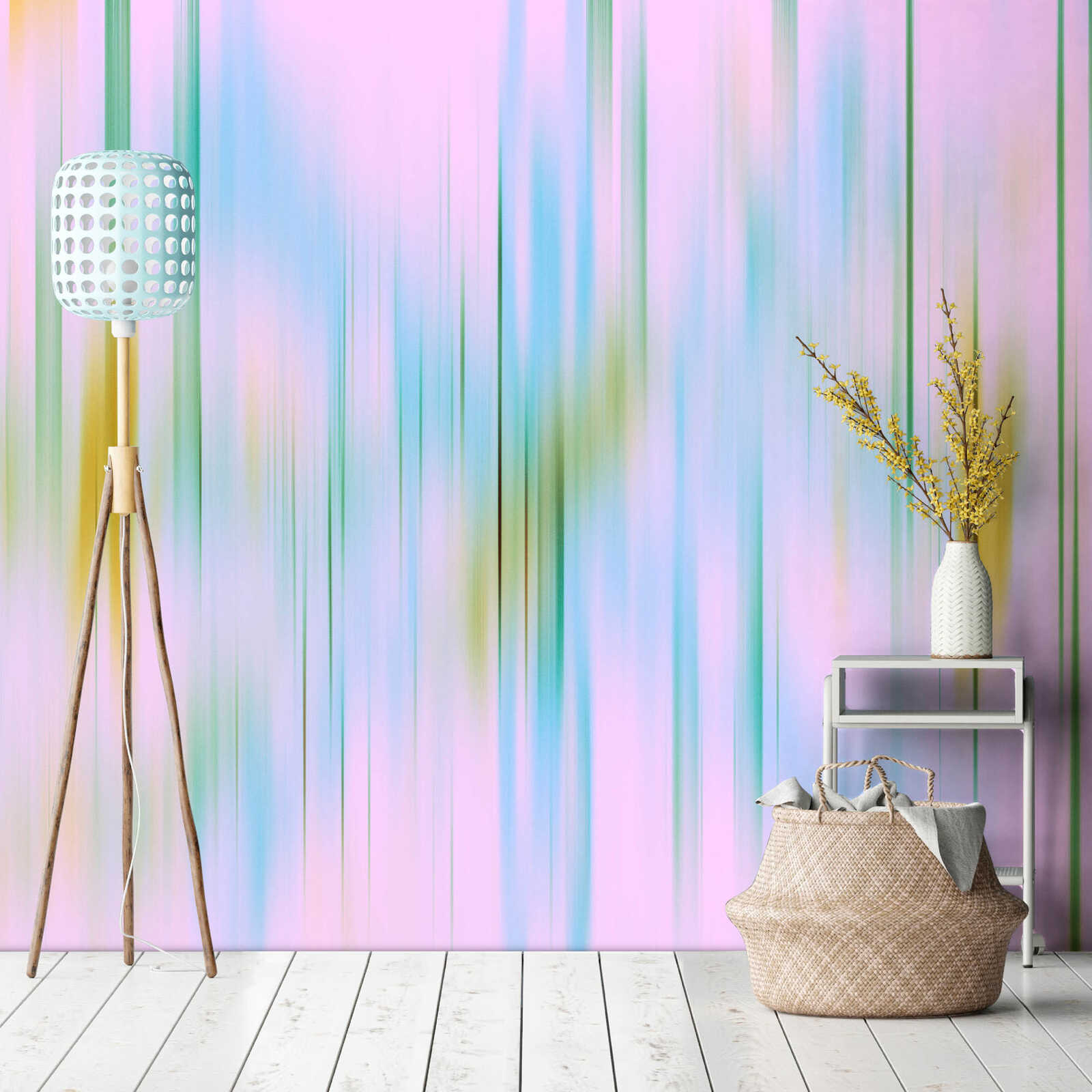 Fotomural Walls by Patel - neon fade2 - Abstract wall art with vertical flow - Pink, Blue