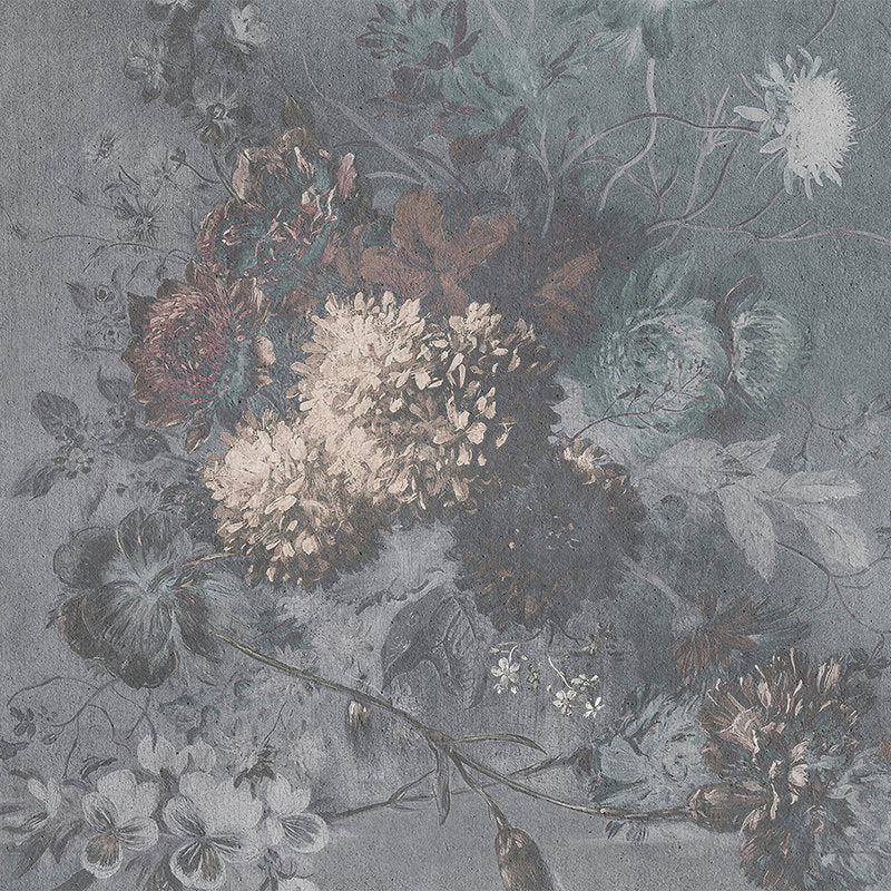 Fotomural Walls by Patel - Vintage style floral bouquet mural - white, grey