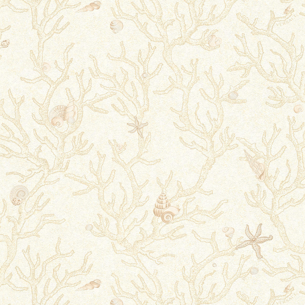 Papel pintado VERSACE con motivo coral - crema, metálico