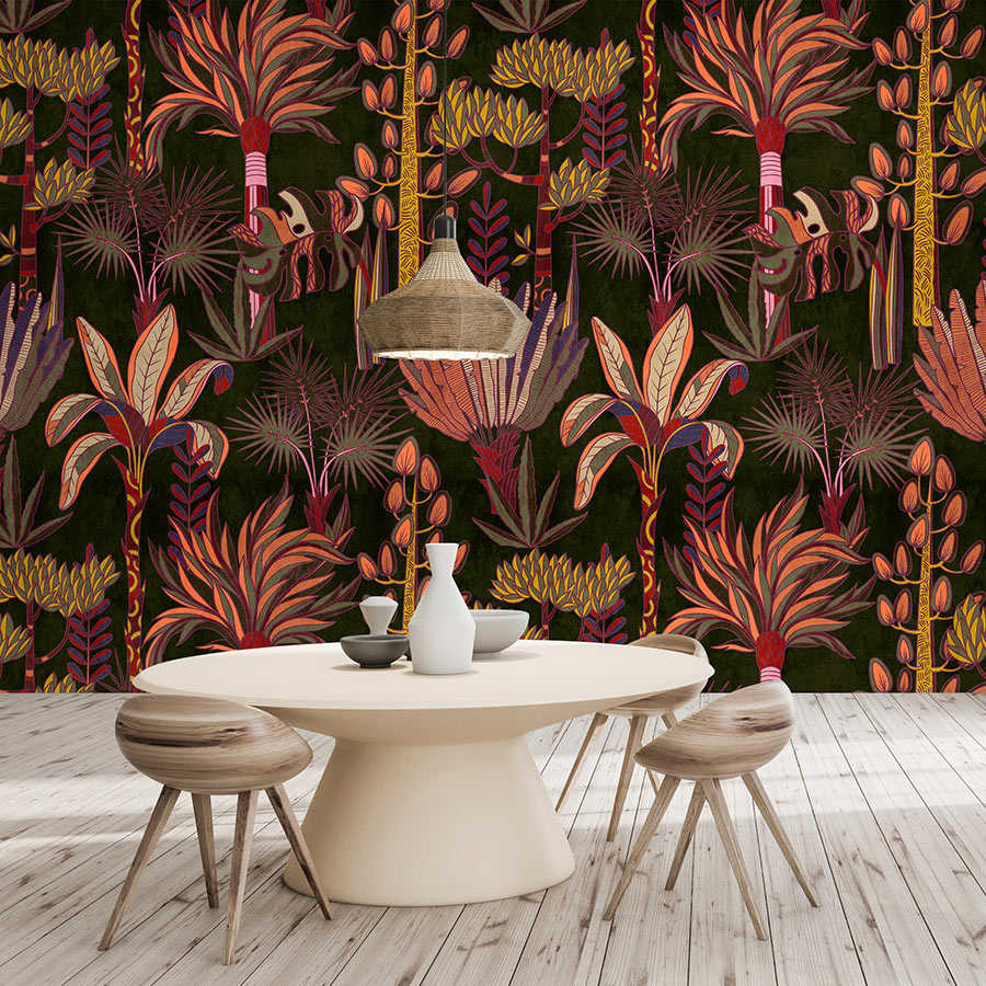 Fotomural Walls by Patel - Lagos 1 - palm trees mural colourful graphic style in textile look