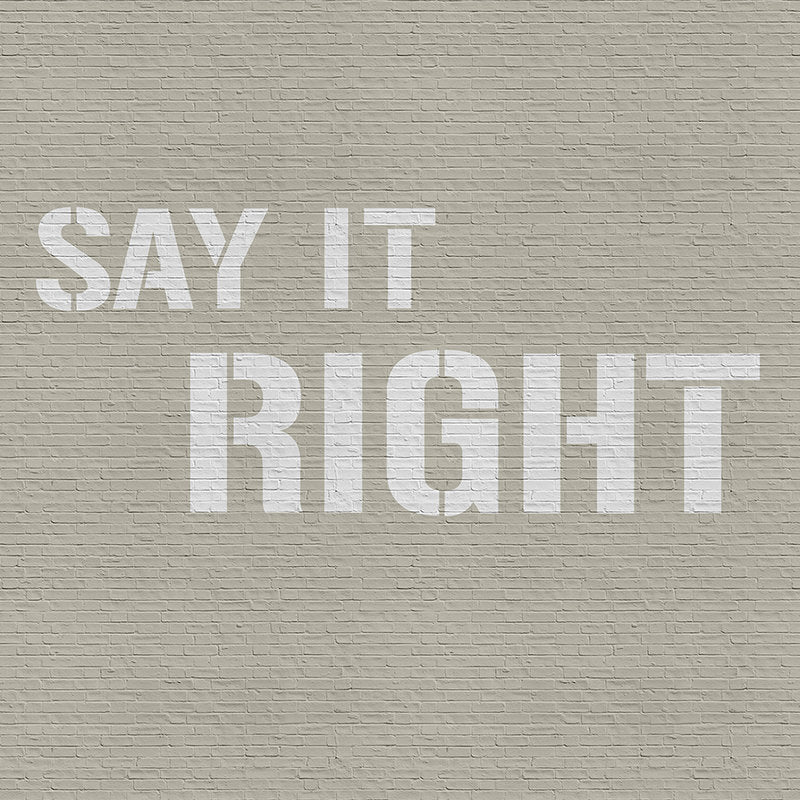 Fotomural Walls by Patel - Message 2 - Beige clinker wall with slogan as photo wallpaper - Cream, Grey
