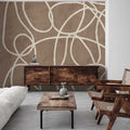 Fotomural Walls by Patel - Serengeti 3 - mural brown beige clay wall with lines design