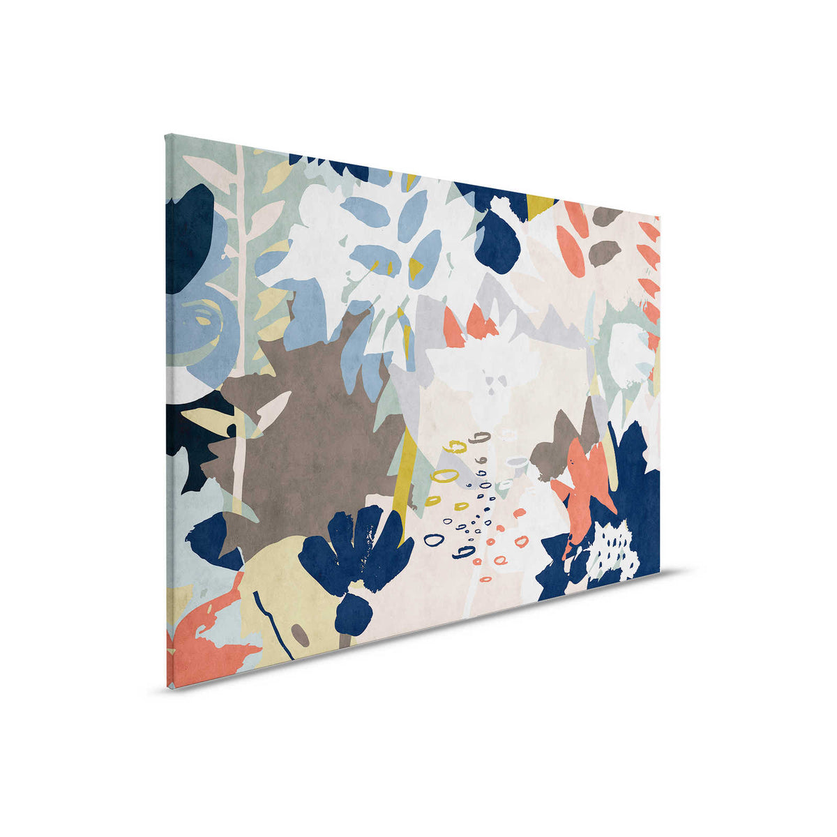 Collage floral 4 - Pintura sobre lienzo con motivo de hojas de colores - estructura de papel secante