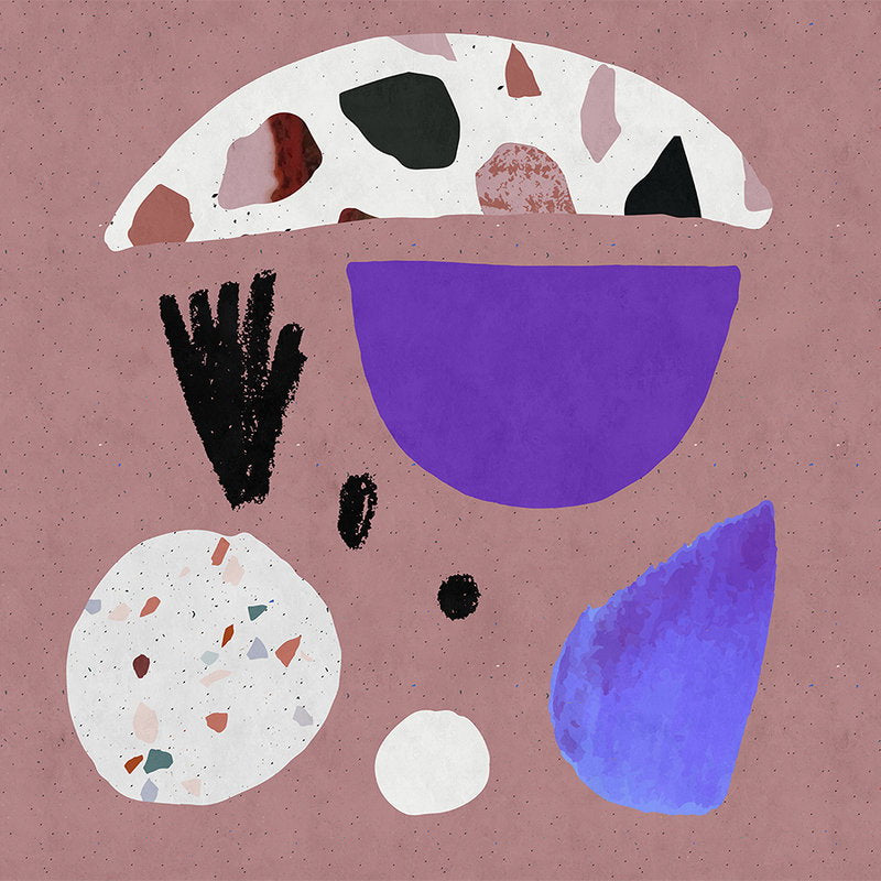 Fotomural Walls by Patel - Terrazzo 5 - Digital print wallpaper in blotting paper structure, terrazzo collage - Beige, Pink
