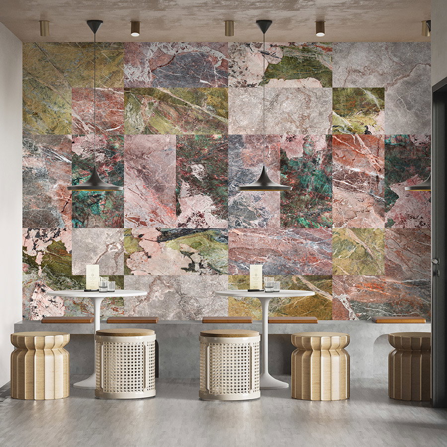 Fotomural Walls by Patel - Photo wallpaper »mixed marble« - Marble patchwork design - Colourful