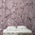 Fotomural Walls by Patel - Tea Room 3 - Photo wallpaper birds & flowers design in pink & white