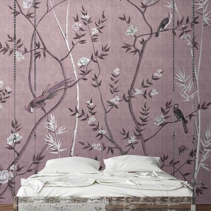 Fotomural Walls by Patel - Tea Room 3 - Photo wallpaper birds & flowers design in pink & white