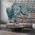 Fotomural Walls by Patel - Photo wallpaper »yugana« - Leopard in front of abstract pattern - Kraft paper texture