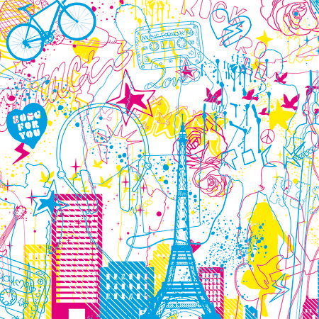 Fotomural Music & City - mural children design doodle look - AP Digital 1