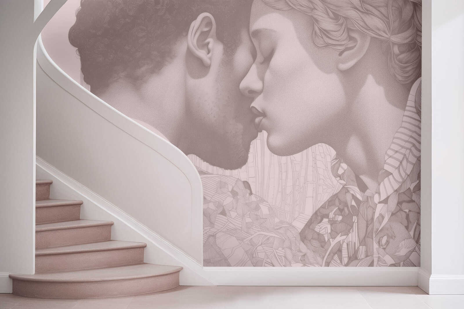 Fotomural Walls by Patel - kiss2 - Artistic couple portrait wallpaper - purple, taupe