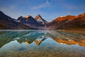 Fotomural Photo wallpaper landscape mountains and lake - brown, blue - DD Motive 2