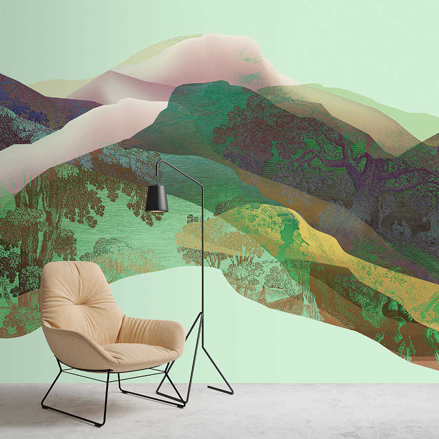 Fotomural Walls by Patel - Magic Mountain 3 - mural green mountains modern design