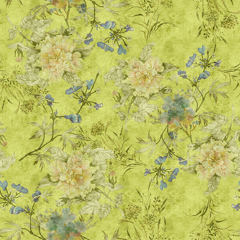 Fotomural Walls by Patel - Tenderblossom 1 - Photo wallpaper with modern flower tendrils in a scratchy structure - Green