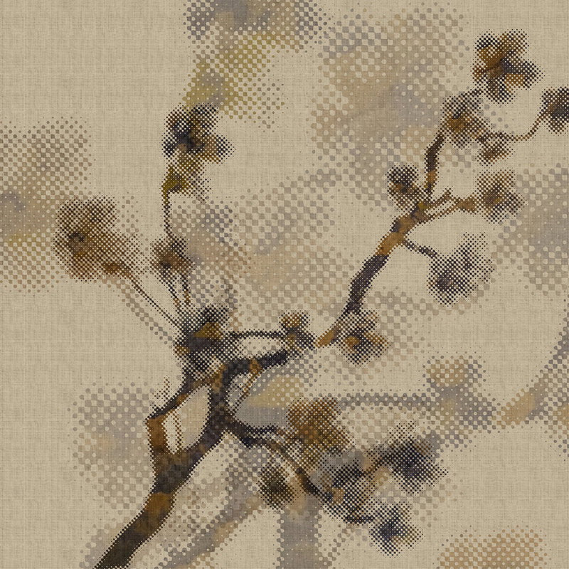 Fotomural Walls by Patel - Twigs 2 - Wallpaper in natural linen structure with branch motif & pixel design - Beige