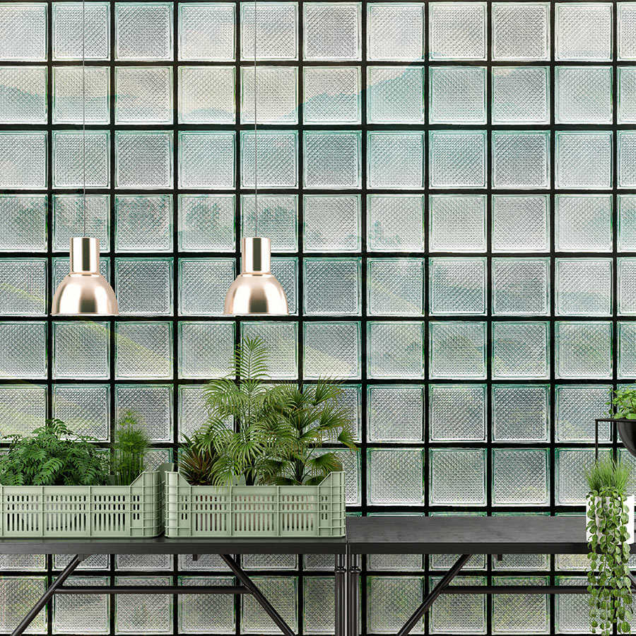 Fotomural Walls by Patel - Green House 3 - window mural glass blocks & tropical forest