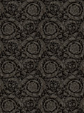 Papel pintado no tejido VERSACE con lujosos adornos florales y hojas fondo ligeramente brillante liso, muestra con textura - gris, negro