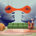 Fotomural Walls by Patel - Photo wallpaper »think tank« - Futuristic dot design with two people - Smooth, slightly shiny premium non-woven fabric