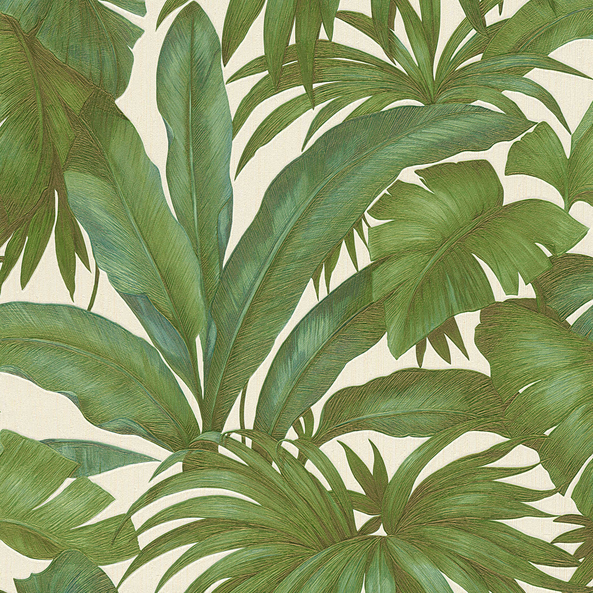 Papel pintado VERSACE motivo palmeras - beige, verde, metálico