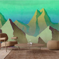 Fotomural Walls by Patel - Photo wallpaper »altitude 2« - Abstract mountains in green with vintage plaster texture - Smooth, slightly shiny premium non-woven fabric