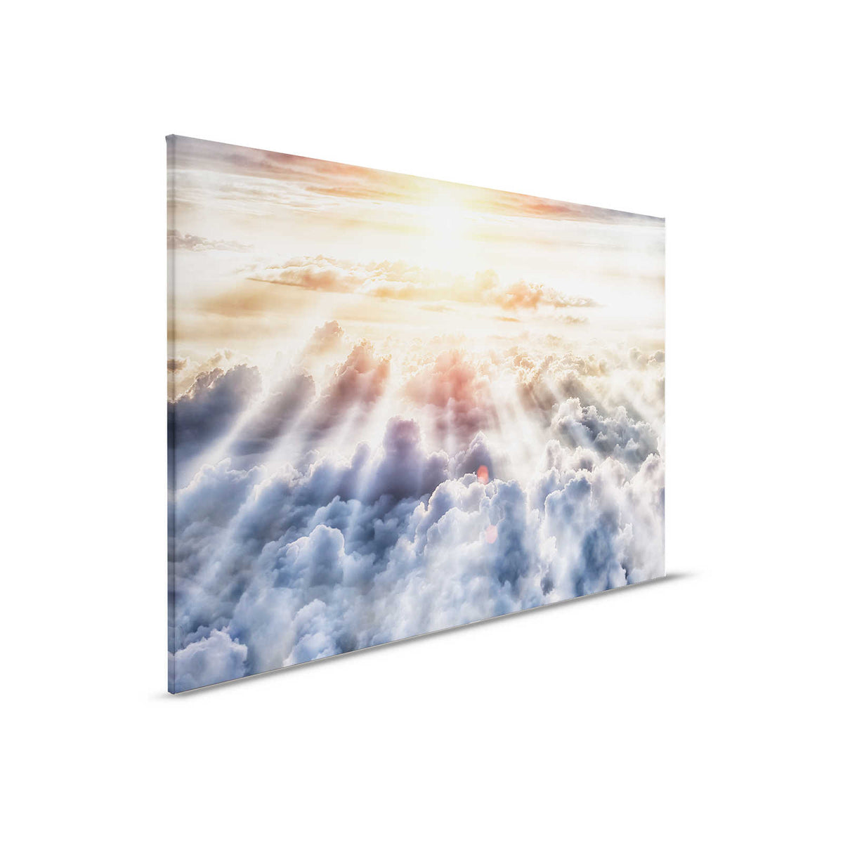 Cuadro Cielo con sol y nubes | naranja, gris, azul