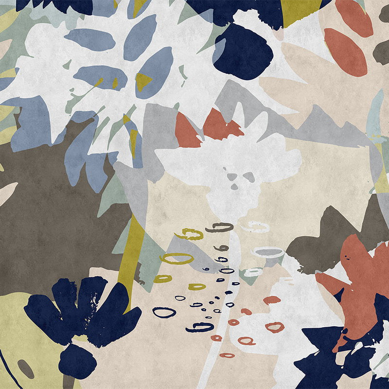 Fotomural Walls by Patel - Floral Collage 4 - Photo wallpaper with colourful leaf motif - blotting paper structure - Blue, Brown