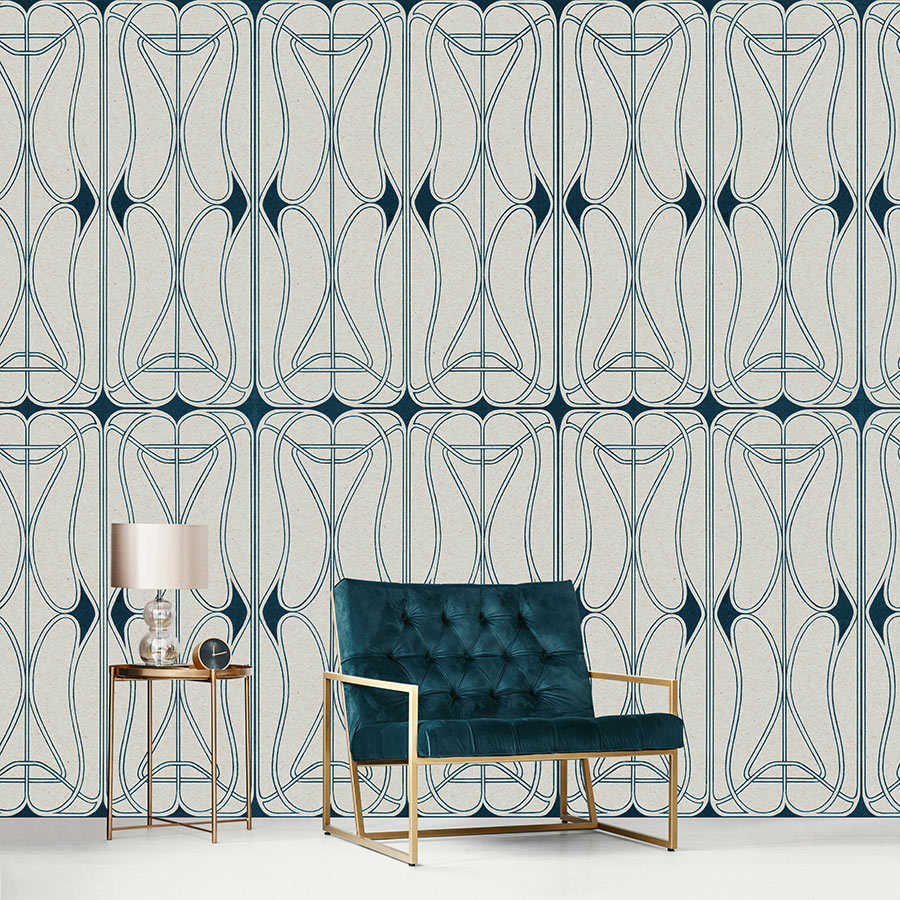 Fotomural Walls by Patel - Astoria 1 - Photo wallpaper Art Nouveau Pattern Grey & Black Blue