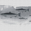 Fotomural Walls by Patel - Into the blue 3 - Fish watercolour in grey as a photo wallpaper in natural linen structure - Grey