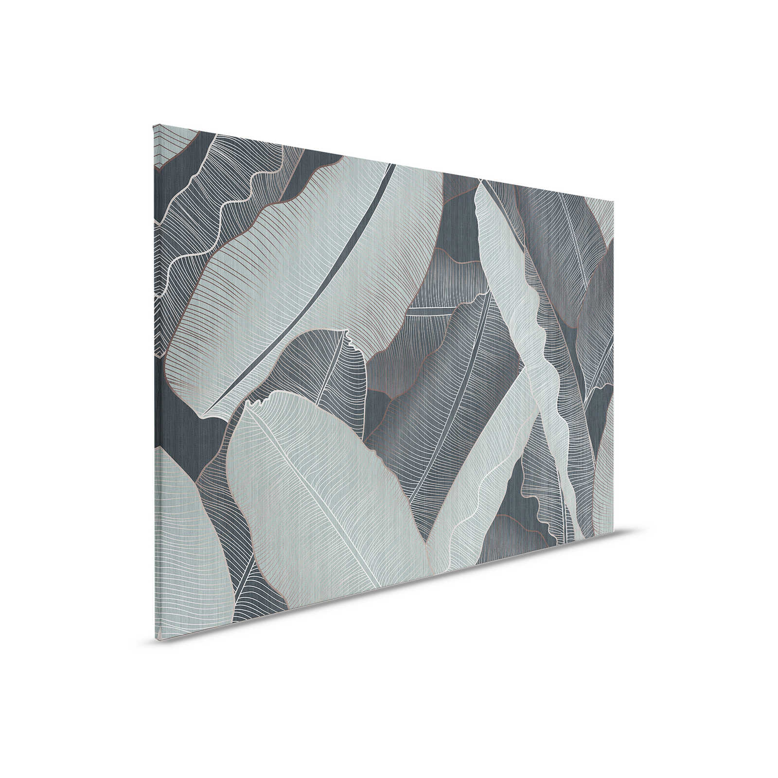 Bajo Techo 1 - Lienzo Hoja de Palma Pintura Estilo Dibujo Gris y Verde Pálido