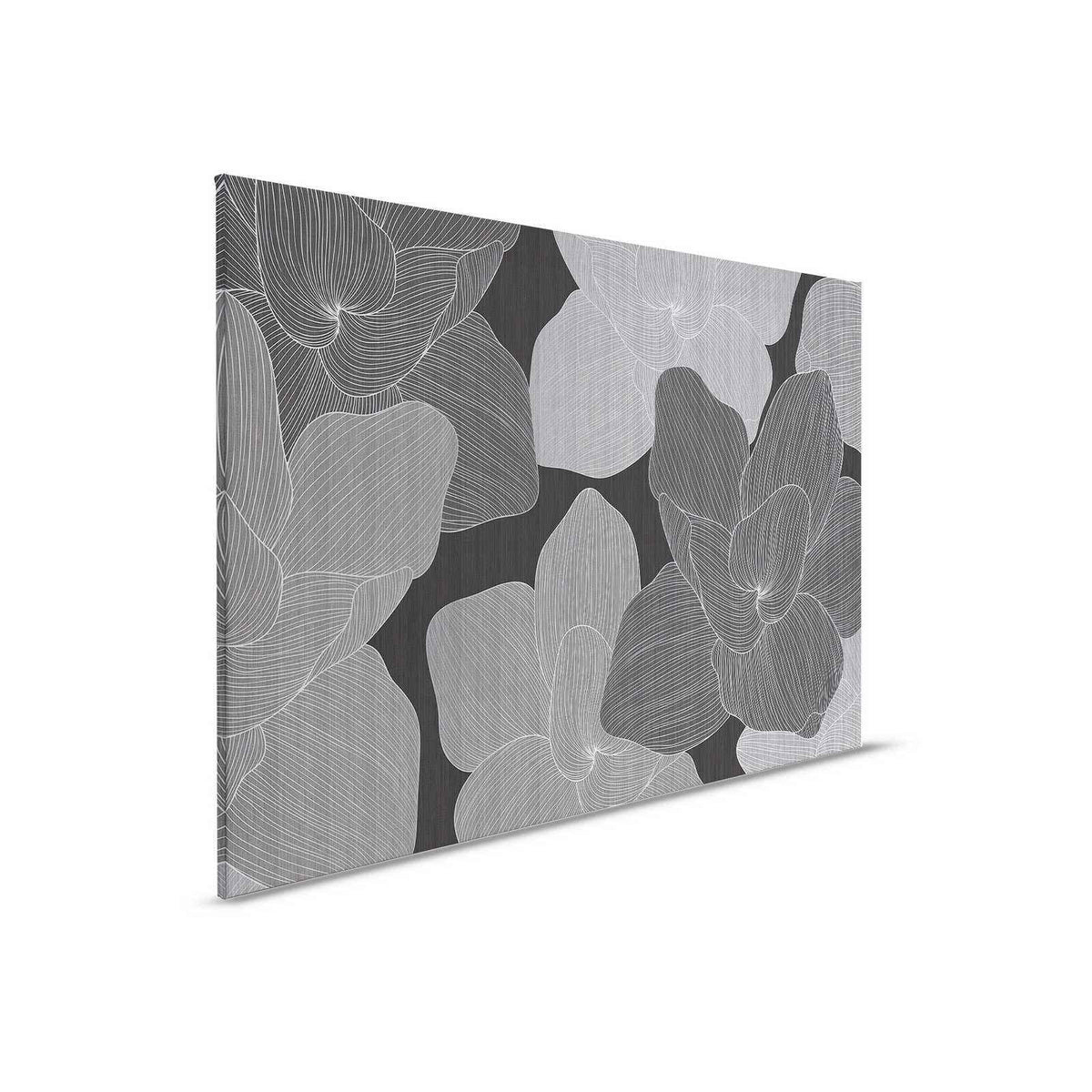 Secret Place 1 - Lienzo monocromo Flores, negro y gris