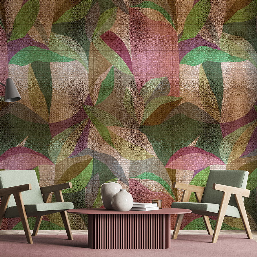Fotomural Walls by Patel - Photo wallpaper »grandezza« - Abstract colourful leaf design with mosaic structure - Smooth, slightly shiny premium non-woven fabric