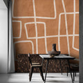 Fotomural Walls by Patel - Serengeti 2 - clay wall mural terracotta with ethnic line pattern
