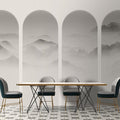 Fotomural Walls by Patel - Photo wallpaper »valley« - mountains & fog in curves - grey, white