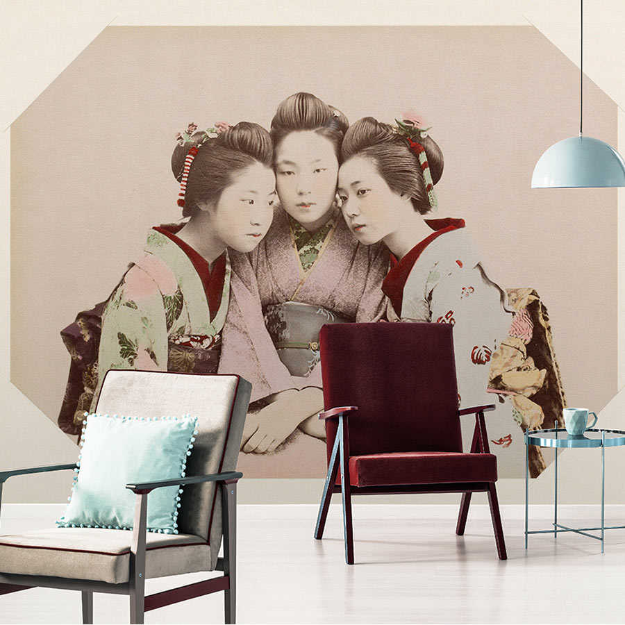 Fotomural Walls by Patel - Kyoto 1 - Vintage Geisha Portrait mural with picture frame
