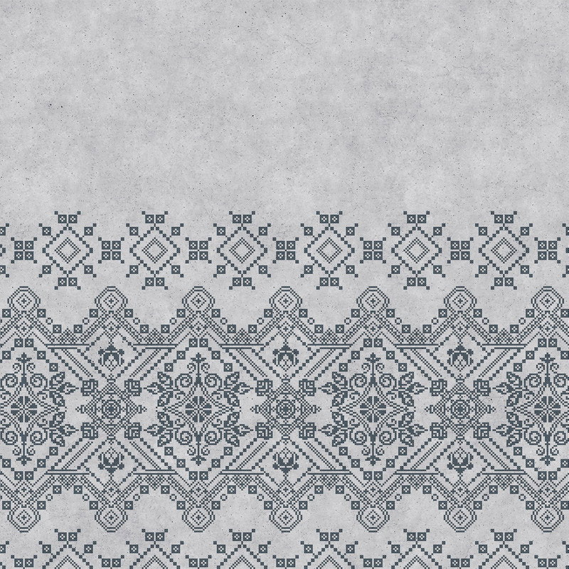 Fotomural Walls by Patel - Nordic look embroidery pattern mural - grey, blue